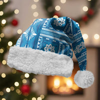 Fiji Masi All Blue Christmas Santa Hat Tapa Pattern - Polynesian Pride