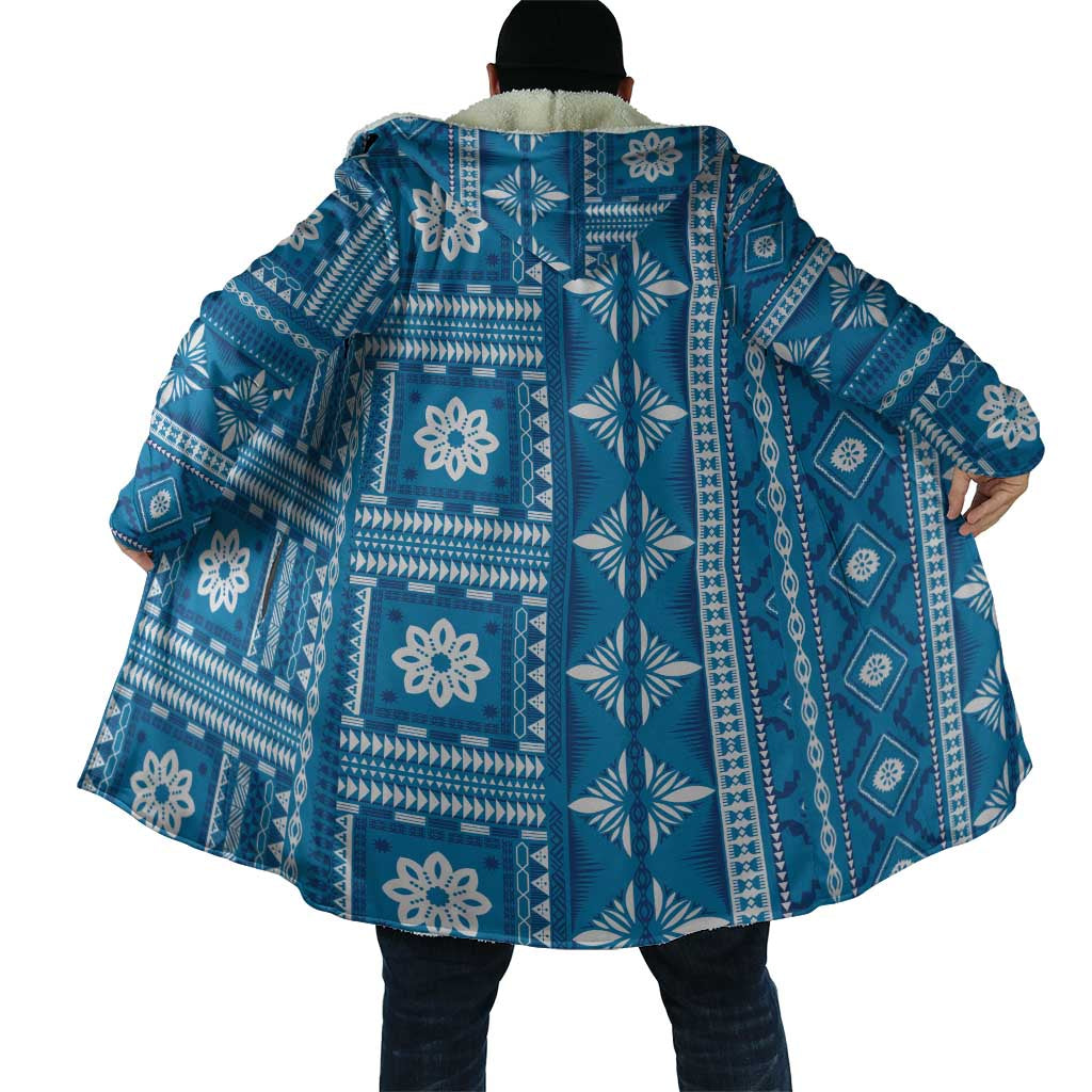 Fiji Masi All Blue Cloak Tapa Pattern - Polynesian Pride