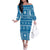Fiji Masi All Blue Family Matching Off The Shoulder Long Sleeve Dress and Hawaiian Shirt Tapa Pattern - Polynesian Pride