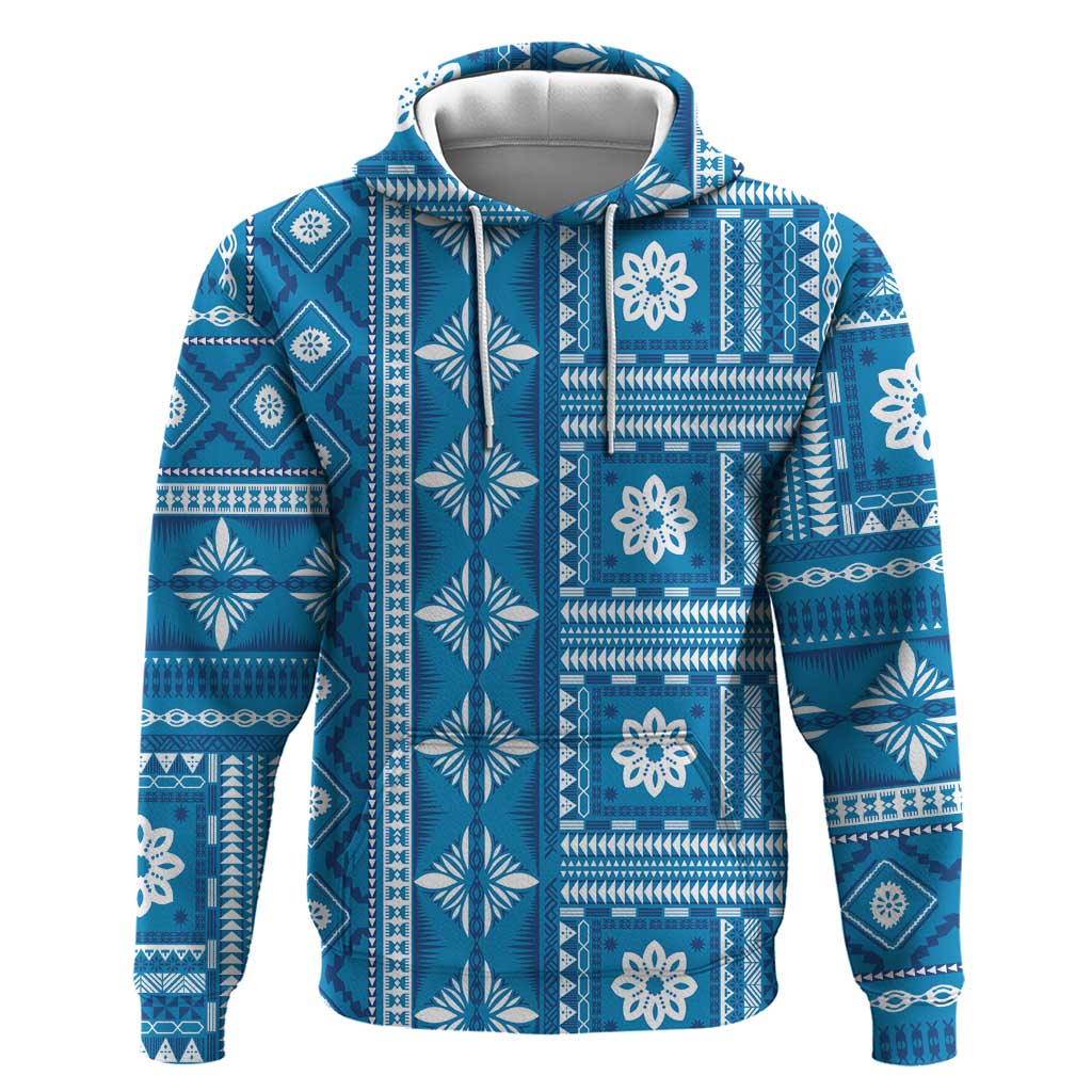 Fiji Masi All Blue Hoodie Tapa Pattern - Polynesian Pride