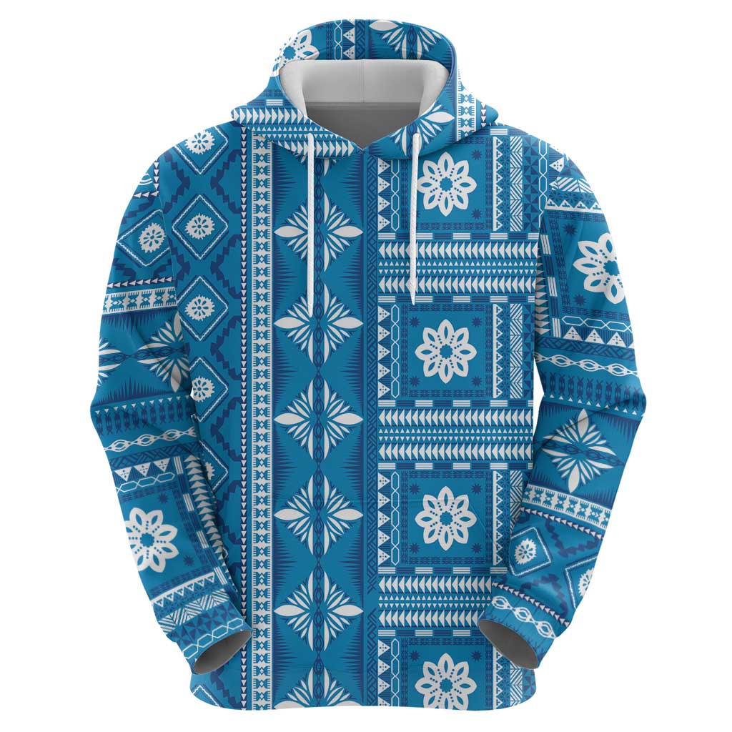Fiji Masi All Blue Hoodie Tapa Pattern - Polynesian Pride