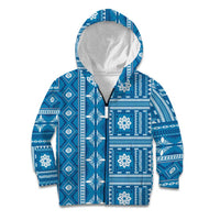 Fiji Masi All Blue Kid Hoodie Tapa Pattern - Polynesian Pride