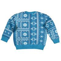 Fiji Masi All Blue Kid Ugly Christmas Sweater Tapa Pattern LT01 - Polynesian Pride