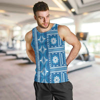 Fiji Masi All Blue Men Tank Top Tapa Pattern - Polynesian Pride