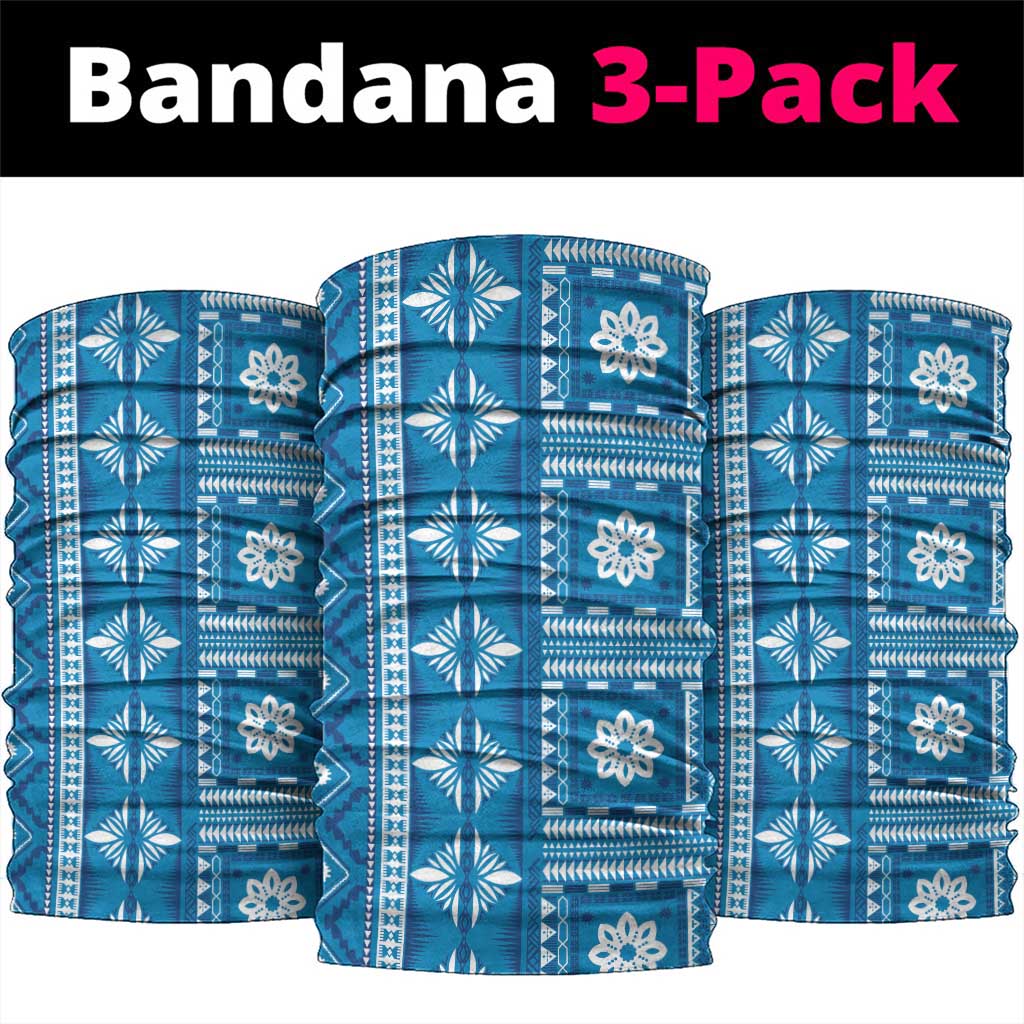 Fiji Masi All Blue Neck Gaiter Tapa Pattern LT01 package One Size: 25*50cm Blue - Polynesian Pride
