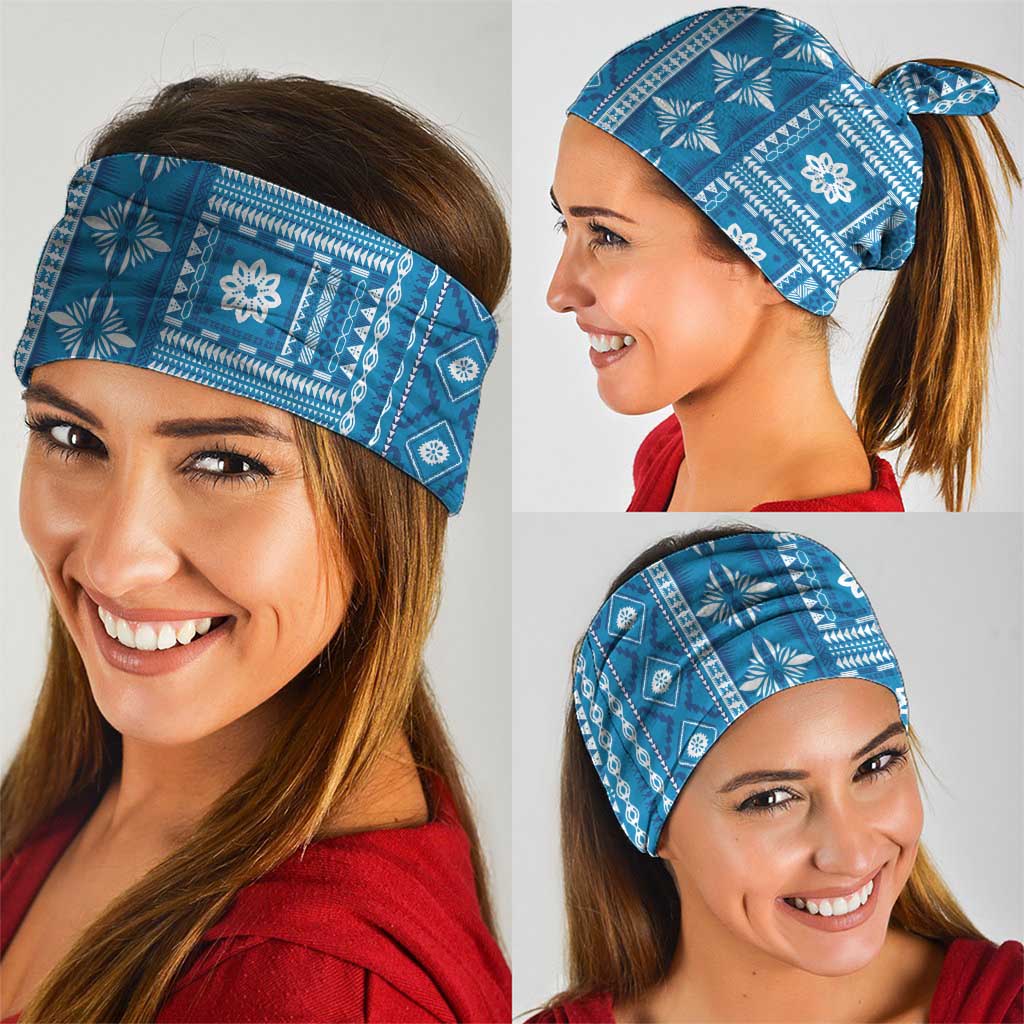 Fiji Masi All Blue Neck Gaiter Tapa Pattern LT01 - Polynesian Pride
