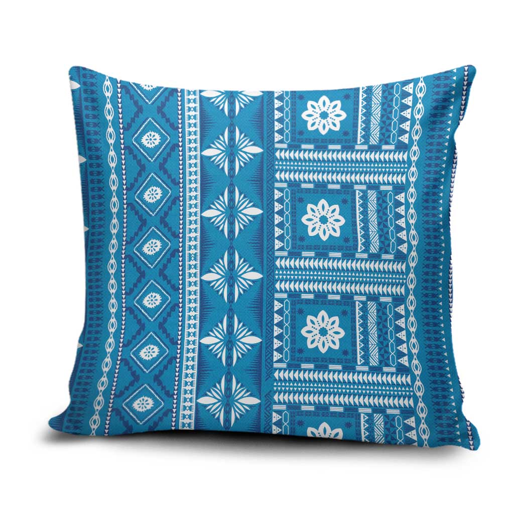 Fiji Masi All Blue Pillow Cover Tapa Pattern LT01 Blue - Polynesian Pride