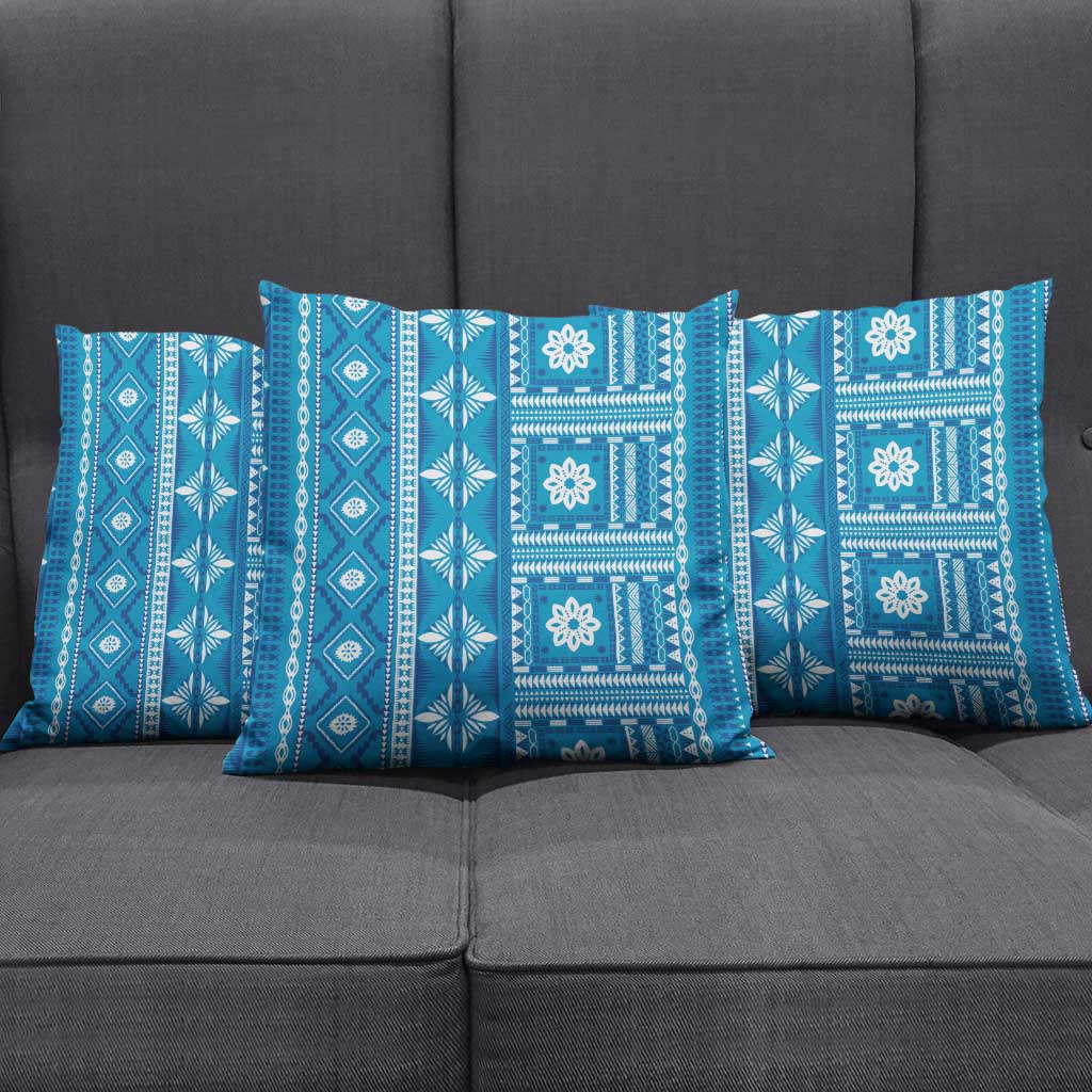Fiji Masi All Blue Pillow Cover Tapa Pattern LT01 - Polynesian Pride