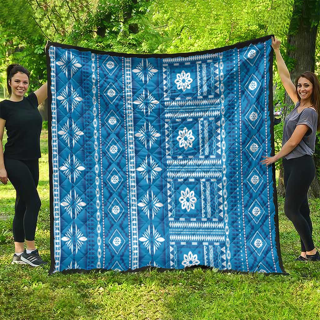 Fiji Masi All Blue Quilt Tapa Pattern - Polynesian Pride
