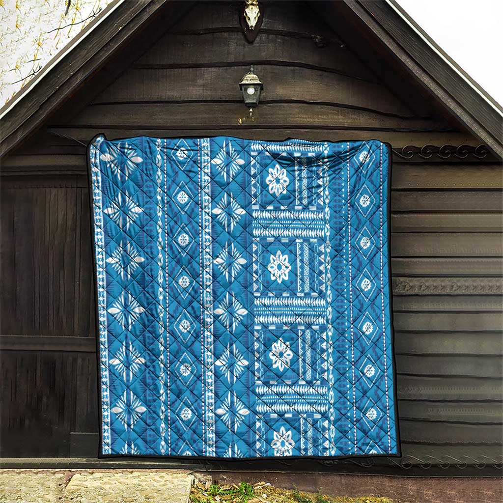 Fiji Masi All Blue Quilt Tapa Pattern - Polynesian Pride