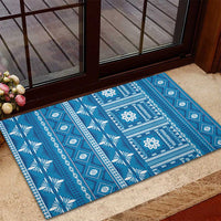 Fiji Masi All Blue Rubber Doormat Tapa Pattern - Polynesian Pride