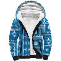 Fiji Masi All Blue Sherpa Hoodie Tapa Pattern LT01 Unisex Blue - Polynesian Pride