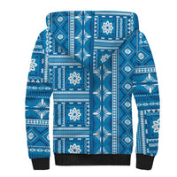Fiji Masi All Blue Sherpa Hoodie Tapa Pattern LT01 - Polynesian Pride