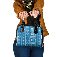 Fiji Masi All Blue Shoulder Handbag Tapa Pattern LT01 One Size Blue - Polynesian Pride