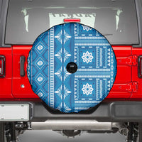 Fiji Masi All Blue Spare Tire Cover Tapa Pattern LT01 - Polynesian Pride