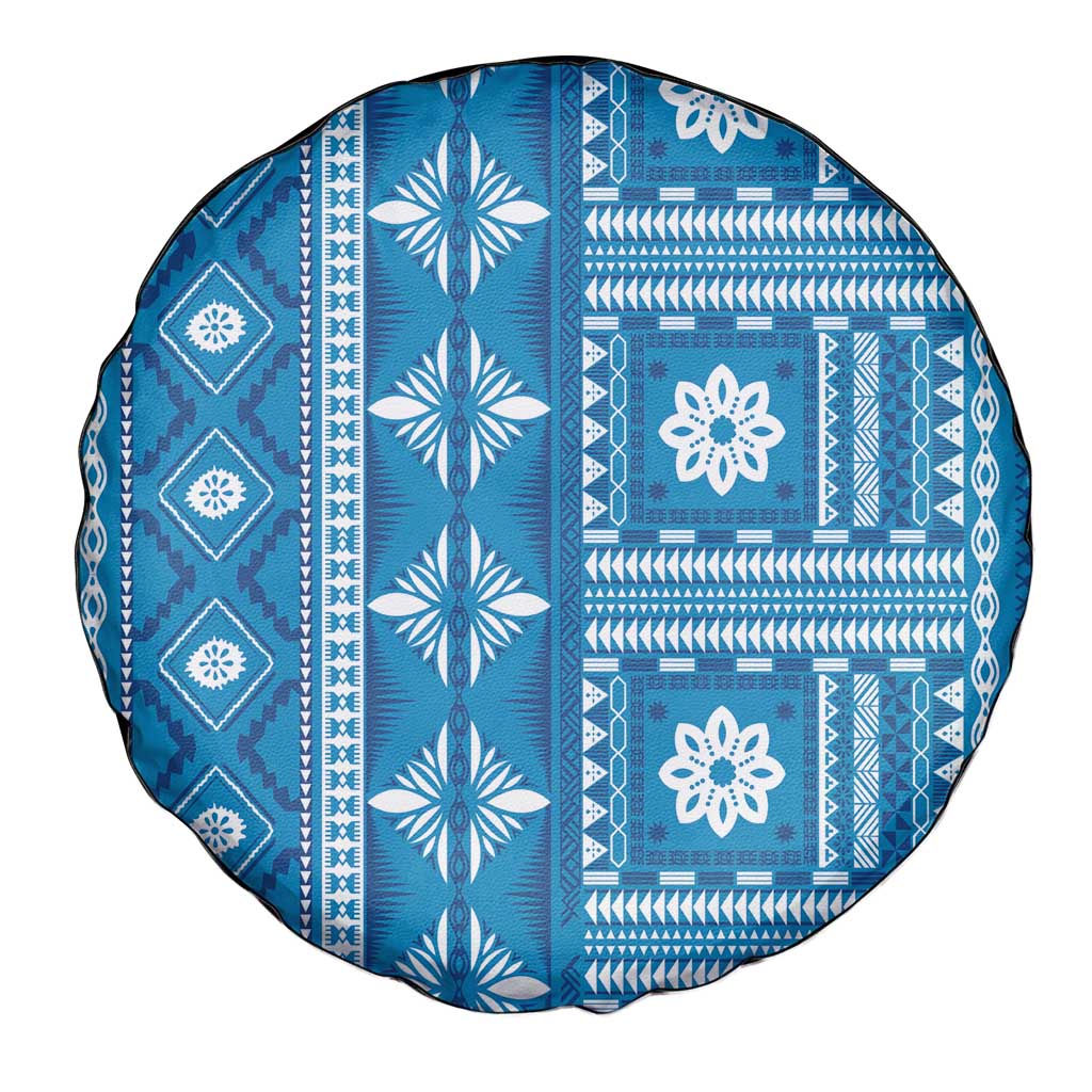 Fiji Masi All Blue Spare Tire Cover Tapa Pattern LT01 - Polynesian Pride