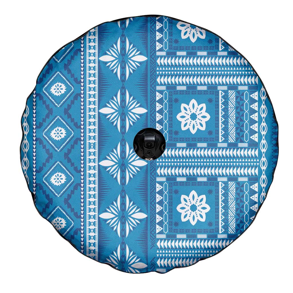 Fiji Masi All Blue Spare Tire Cover Tapa Pattern LT01 - Polynesian Pride