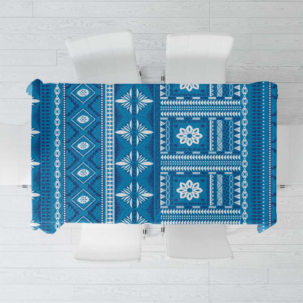 Fiji Masi All Blue Tablecloth Tapa Pattern LT01 Blue - Polynesian Pride