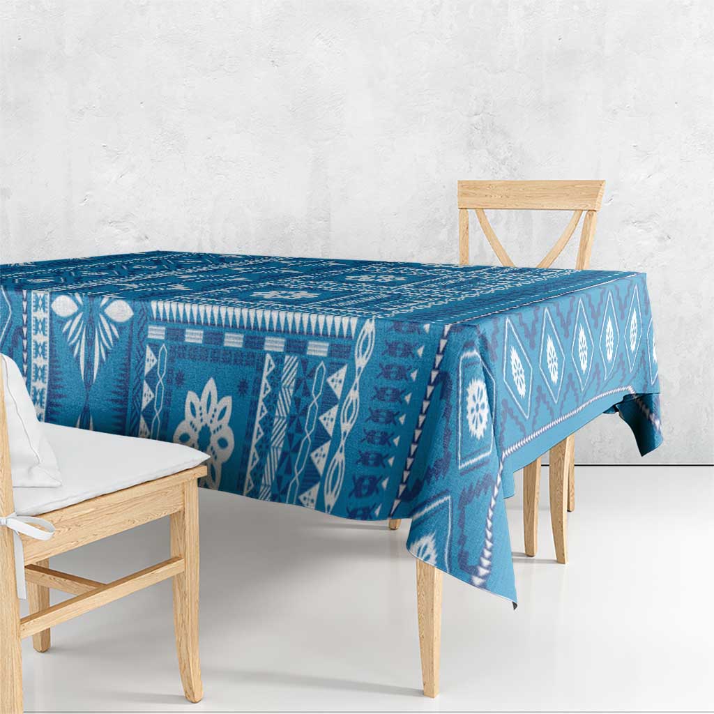 Fiji Masi All Blue Tablecloth Tapa Pattern LT01 - Polynesian Pride