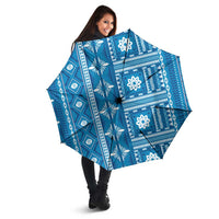 Fiji Masi All Blue Umbrella Tapa Pattern - Polynesian Pride