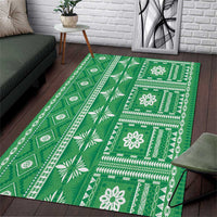 Fiji Masi All Green Area Rug Tapa Pattern LT01 Green - Polynesian Pride