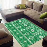 Fiji Masi All Green Area Rug Tapa Pattern LT01 - Polynesian Pride