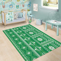 Fiji Masi All Green Area Rug Tapa Pattern LT01 - Polynesian Pride