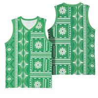 Fiji Masi All Green Basketball Jersey Tapa Pattern - Polynesian Pride