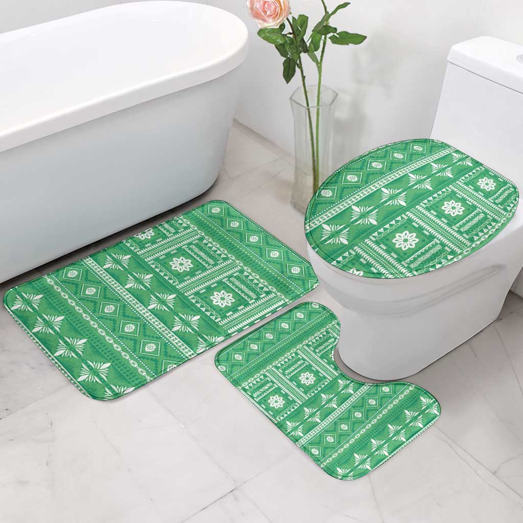Fiji Masi All Green Bathroom Set Tapa Pattern - Polynesian Pride