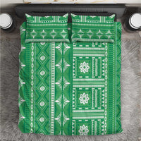 Fiji Masi All Green Bedding Set Tapa Pattern - Polynesian Pride
