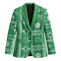 Fiji Masi All Green Blazer Tapa Pattern LT01 Unisex Green - Polynesian Pride