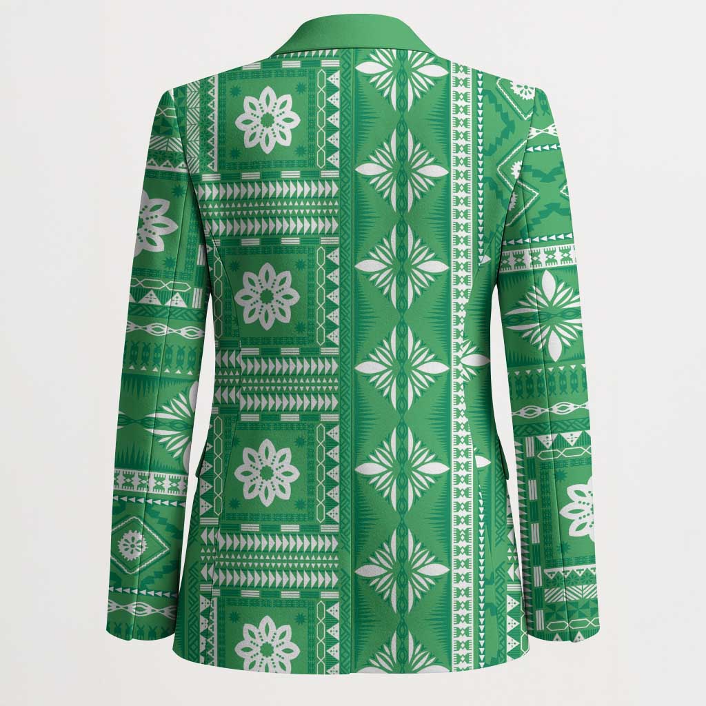 Fiji Masi All Green Blazer Tapa Pattern LT01 - Polynesian Pride