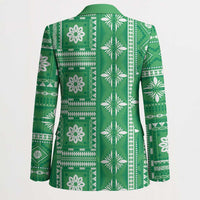 Fiji Masi All Green Blazer Tapa Pattern LT01 - Polynesian Pride