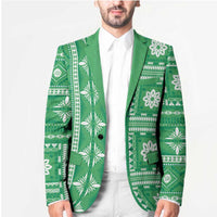 Fiji Masi All Green Blazer Tapa Pattern LT01 - Polynesian Pride