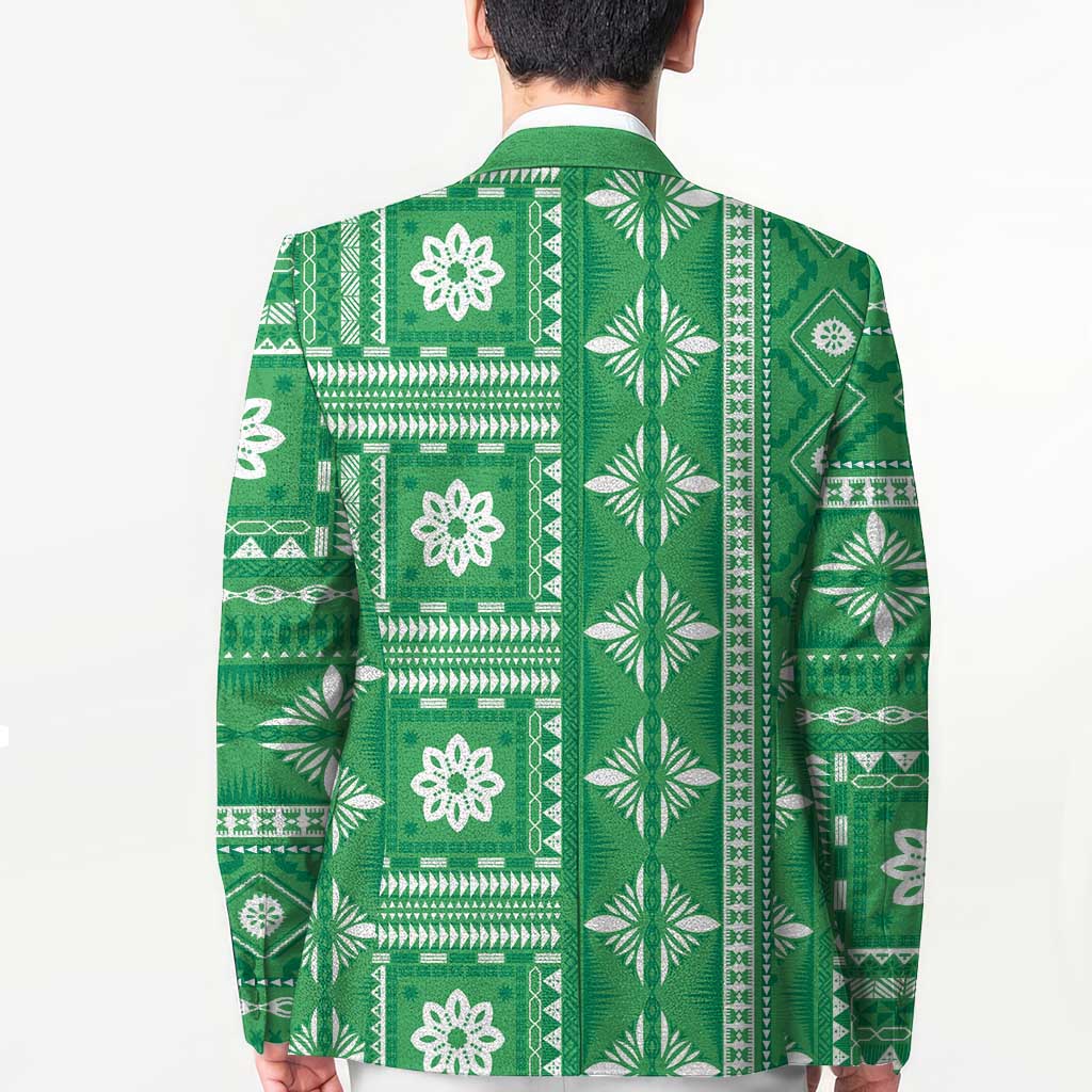Fiji Masi All Green Blazer Tapa Pattern LT01 - Polynesian Pride