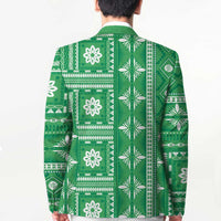 Fiji Masi All Green Blazer Tapa Pattern LT01 - Polynesian Pride