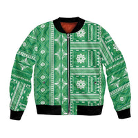Fiji Masi All Green Bomber Jacket Tapa Pattern LT01 Unisex Green - Polynesian Pride