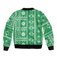Fiji Masi All Green Bomber Jacket Tapa Pattern LT01 - Polynesian Pride
