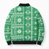 Fiji Masi All Green Bomber Puffer Jacket Tapa Pattern - Polynesian Pride