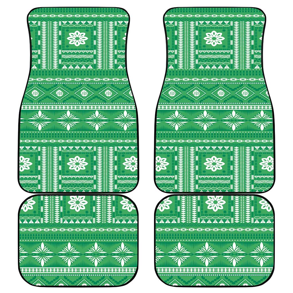 Fiji Masi All Green Car Mats Tapa Pattern LT01 - Polynesian Pride