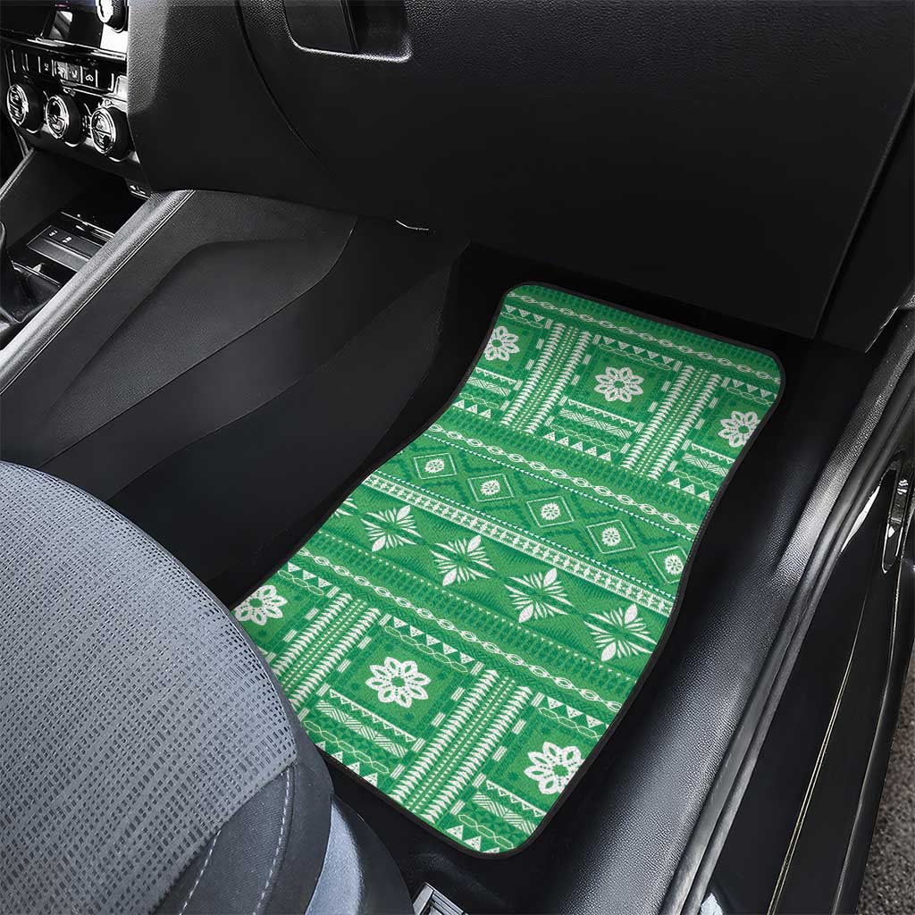 Fiji Masi All Green Car Mats Tapa Pattern LT01 - Polynesian Pride