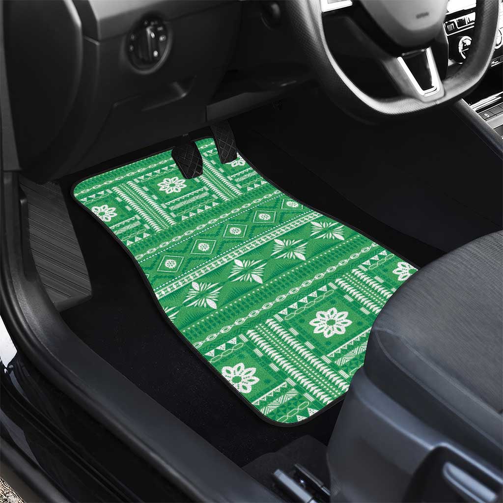 Fiji Masi All Green Car Mats Tapa Pattern LT01 - Polynesian Pride