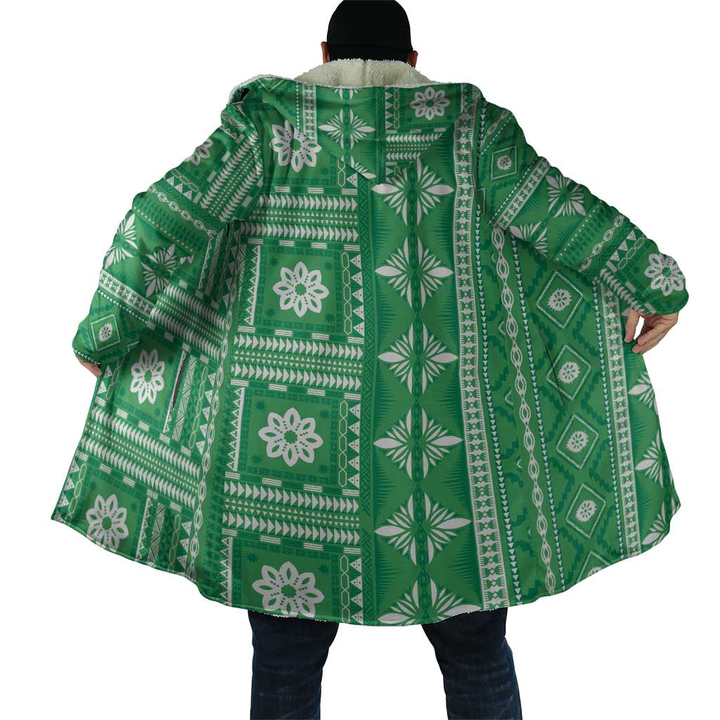 Fiji Masi All Green Cloak Tapa Pattern - Polynesian Pride