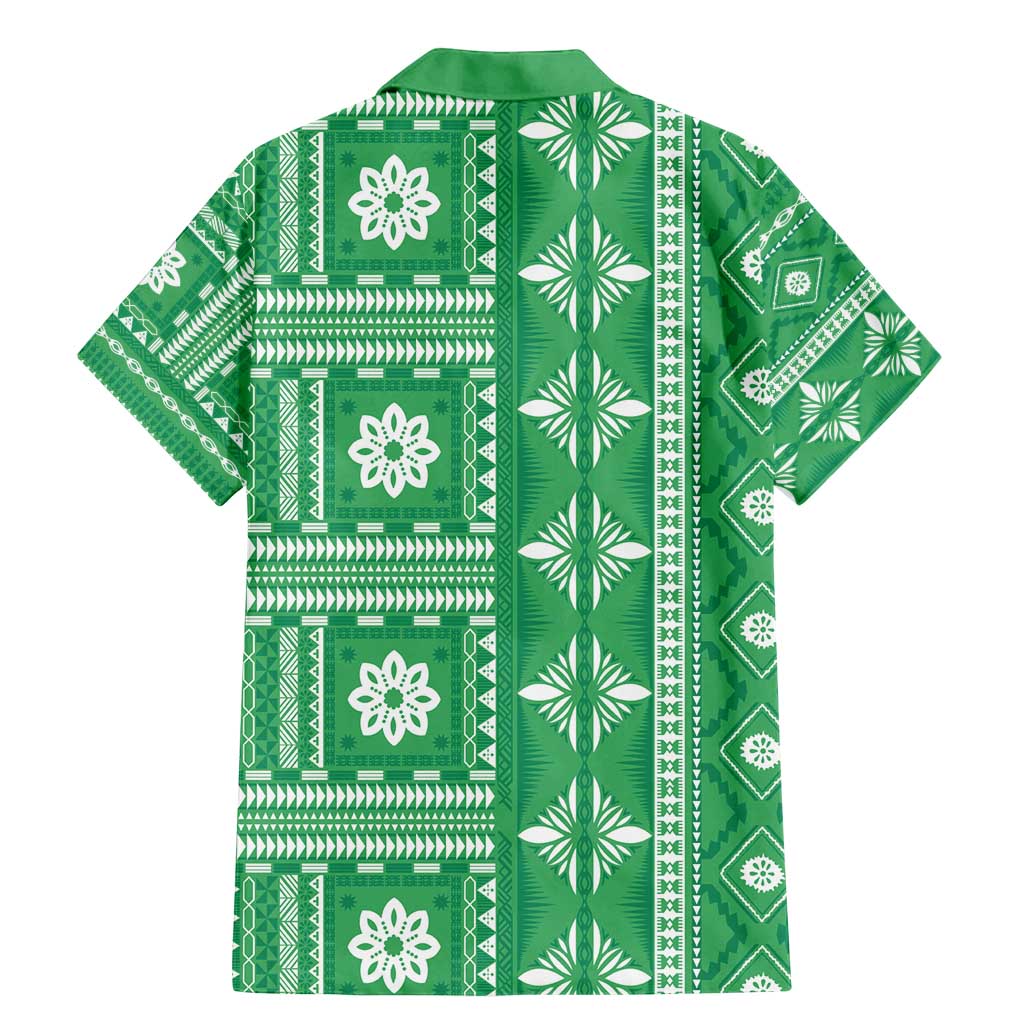 Fiji Masi All Green Family Matching Mermaid Dress and Hawaiian Shirt Tapa Pattern - Polynesian Pride