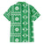 Fiji Masi All Green Family Matching Off The Shoulder Long Sleeve Dress and Hawaiian Shirt Tapa Pattern - Polynesian Pride