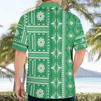 Fiji Masi All Green Hawaiian Shirt Tapa Pattern - Polynesian Pride