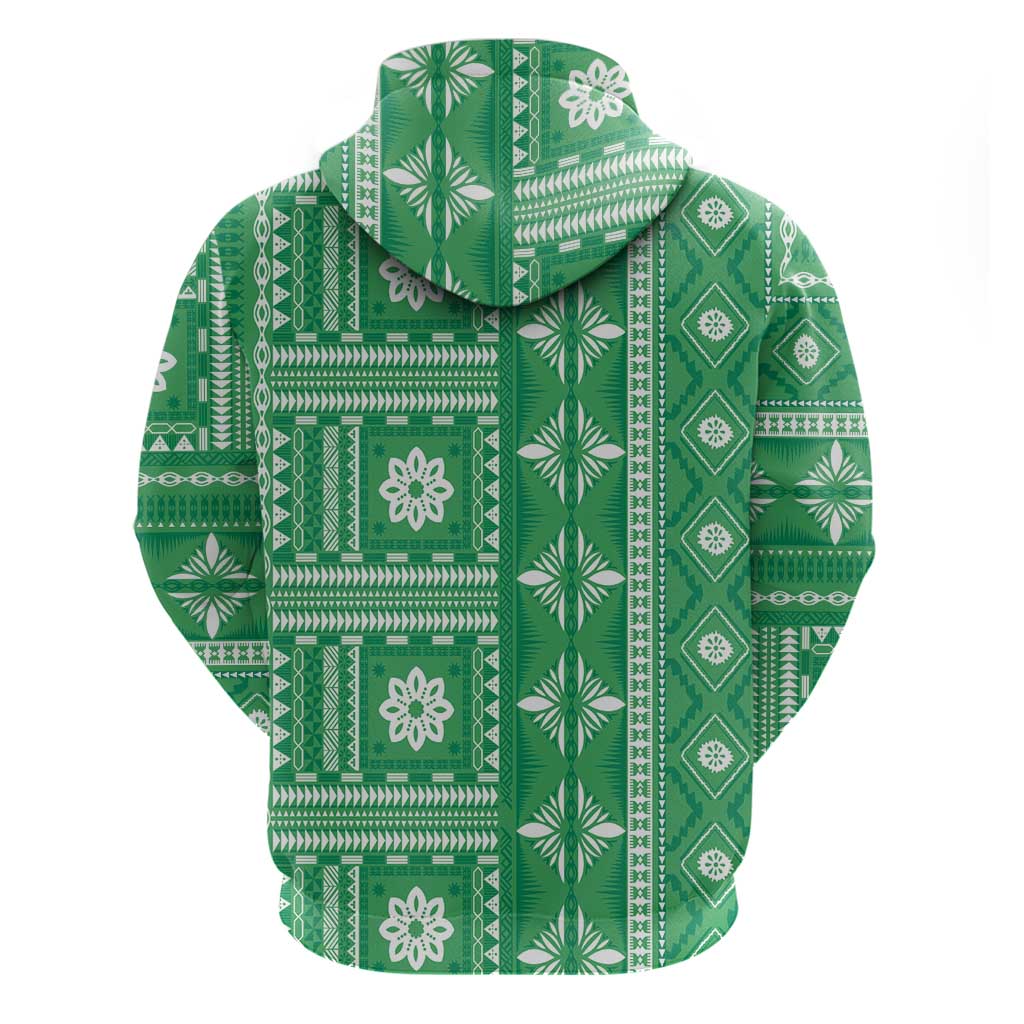 Fiji Masi All Green Hoodie Tapa Pattern - Polynesian Pride