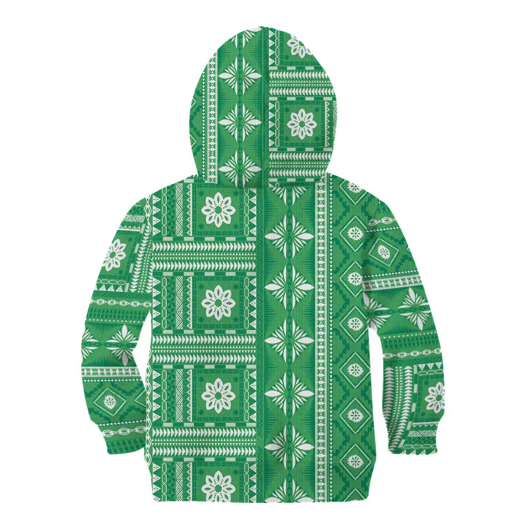 Fiji Masi All Green Kid Hoodie Tapa Pattern - Polynesian Pride