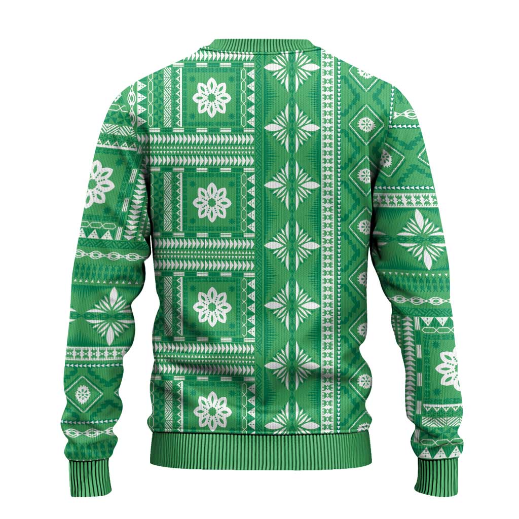Fiji Masi All Green Ugly Christmas Sweater Tapa Pattern - Polynesian Pride