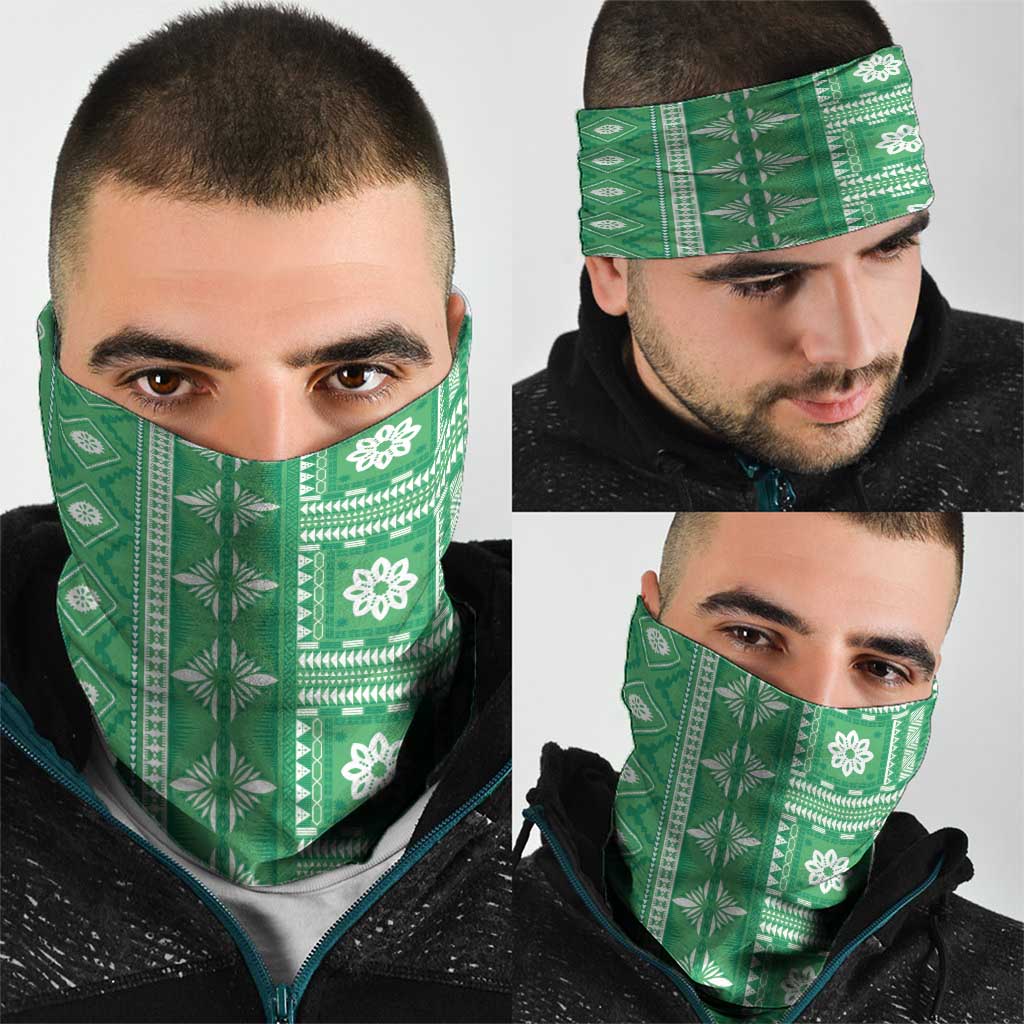 Fiji Masi All Green Neck Gaiter Tapa Pattern LT01 - Polynesian Pride